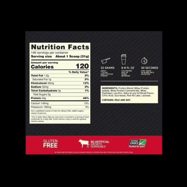 Proteína Optimum Nutrition Gold Std 100% Whey (10 lbs) - Imagen 2