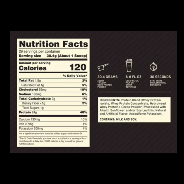 Proteína Optimum Nutrition Gold Std 100% Whey (1.47 lbs) - Imagen 2